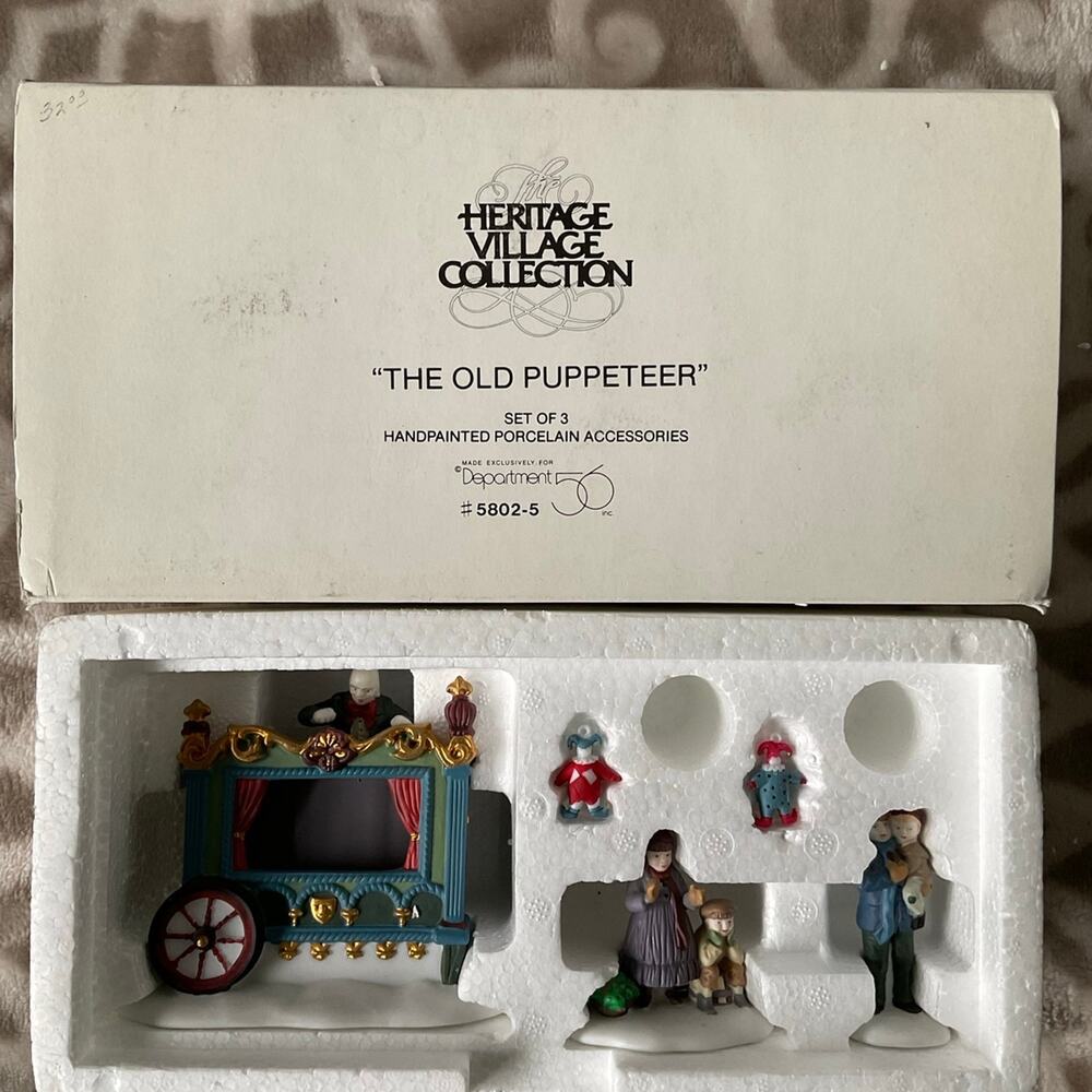 Department 56 the old puppeteer set of‎ three porcelain figurine new